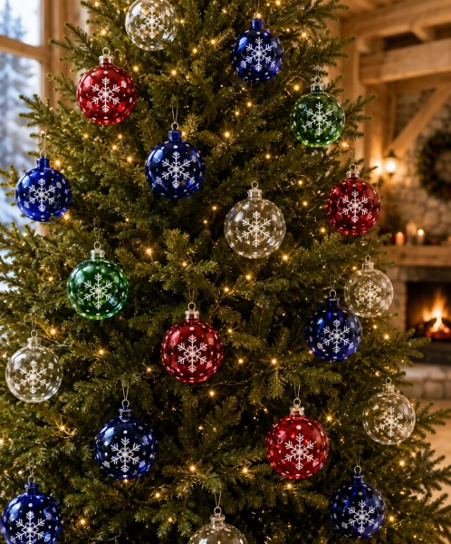 Boule de noel sapin ronde bleue